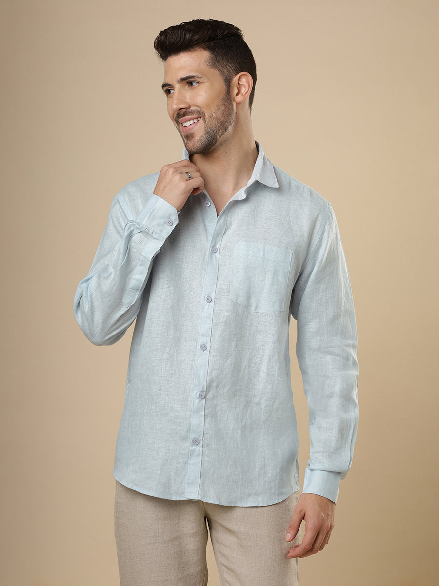 Rangmanch - Ice Blue Linen Shirt