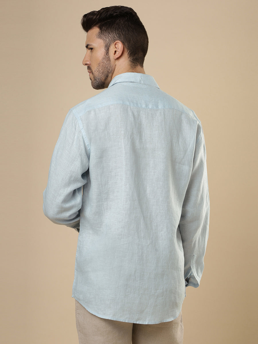 Rangmanch - Ice Blue Linen Shirt