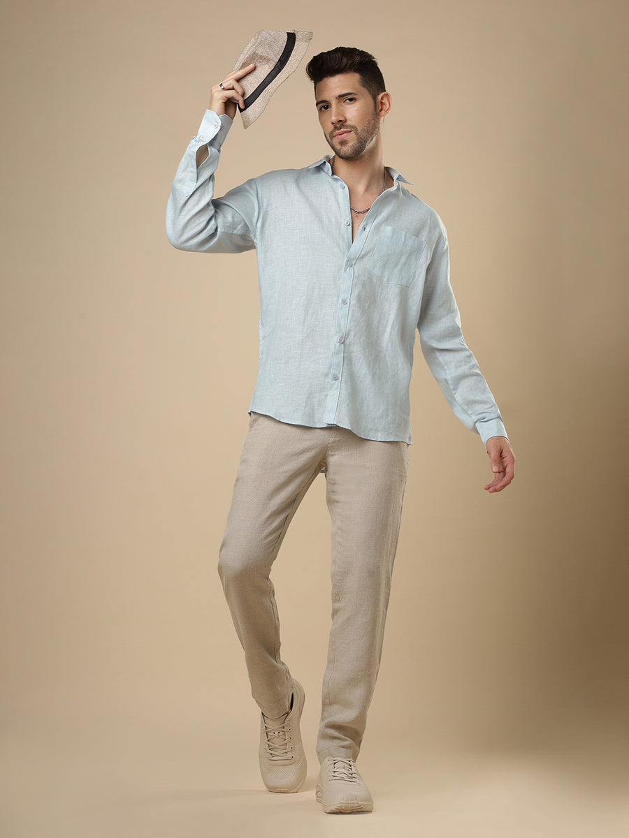 Rangmanch - Ice Blue Linen Shirt