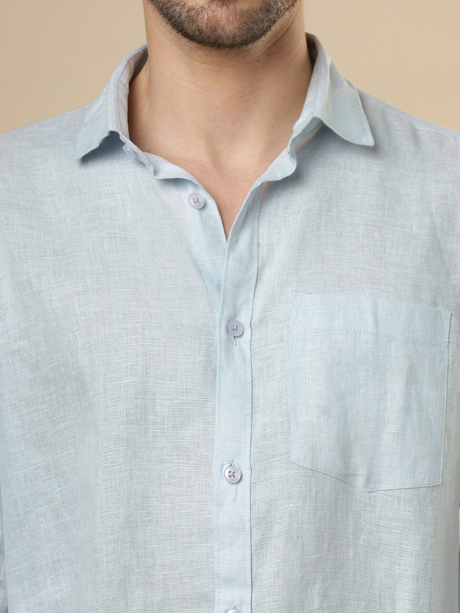 Rangmanch - Ice Blue Linen Shirt