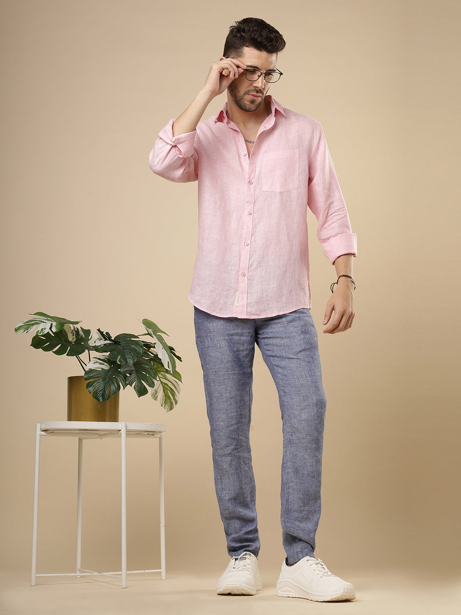 Rangmanch -  Light Pink Linen Shirt