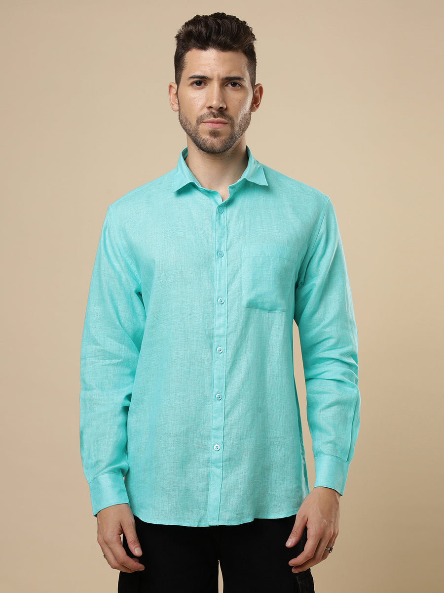 Rangmanch - Tropical Blue Linen Shirt