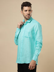 Rangmanch - Tropical Blue Linen Shirt