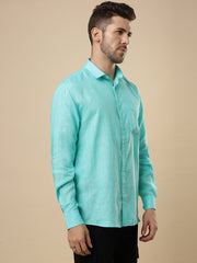 Rangmanch - Tropical Blue Linen Shirt