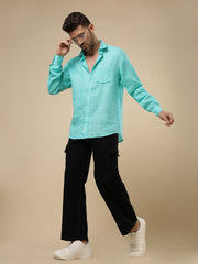 Rangmanch - Tropical Blue Linen Shirt