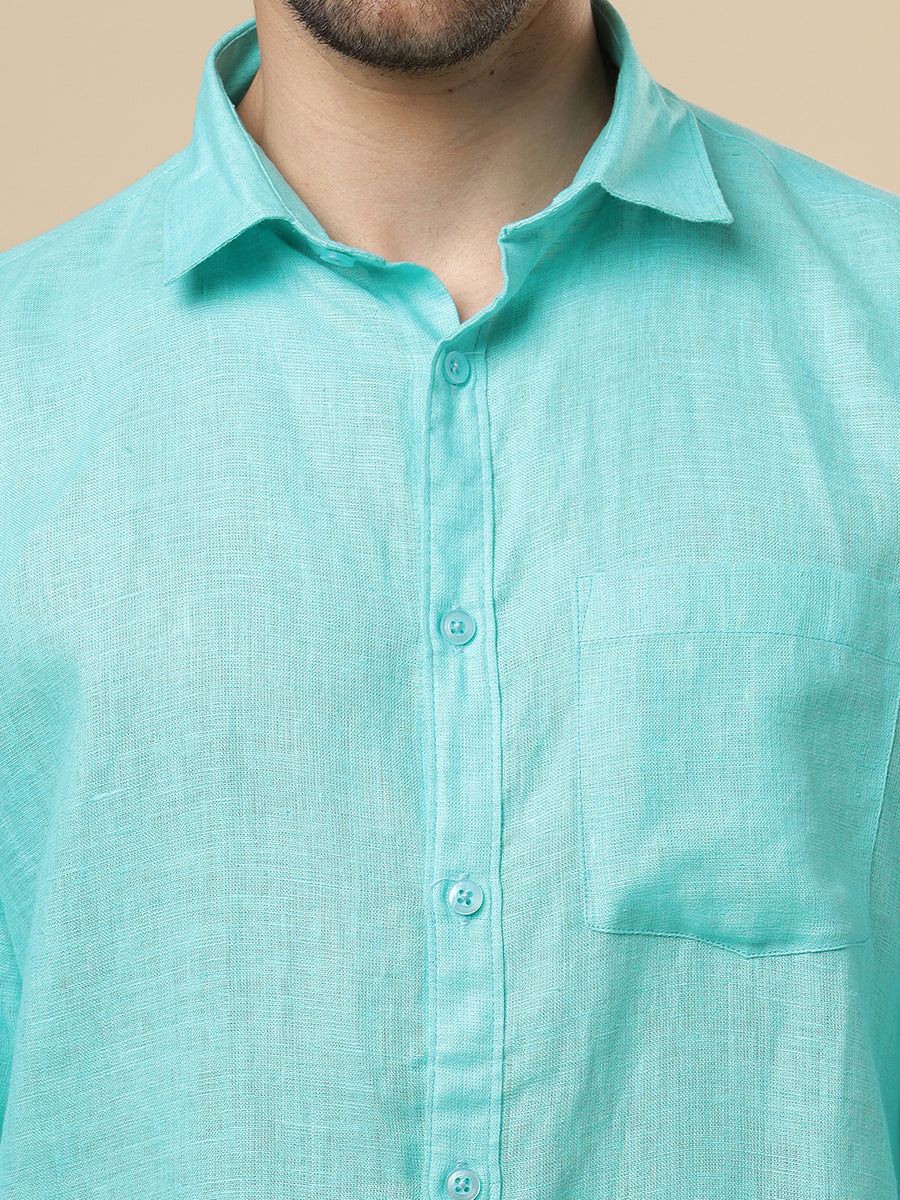 Rangmanch - Tropical Blue Linen Shirt