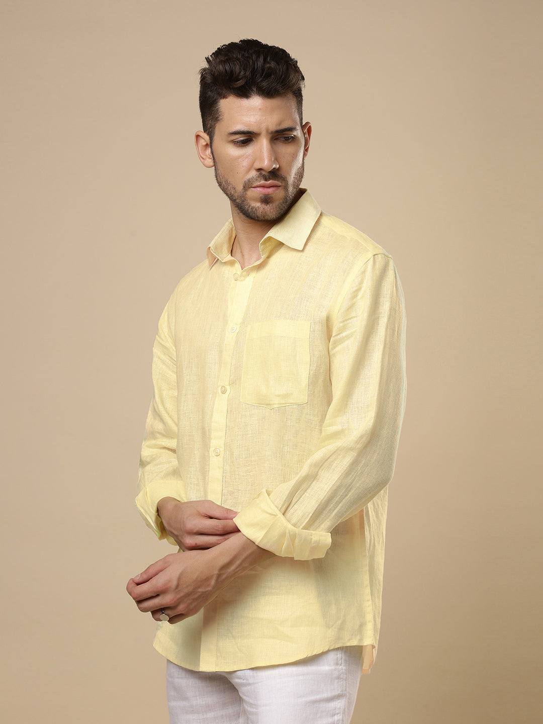 Rangmanch - Light Yellow Linen Shirt