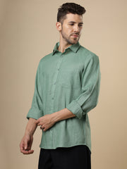 Rangmanch - Coral Green Linen Shirt