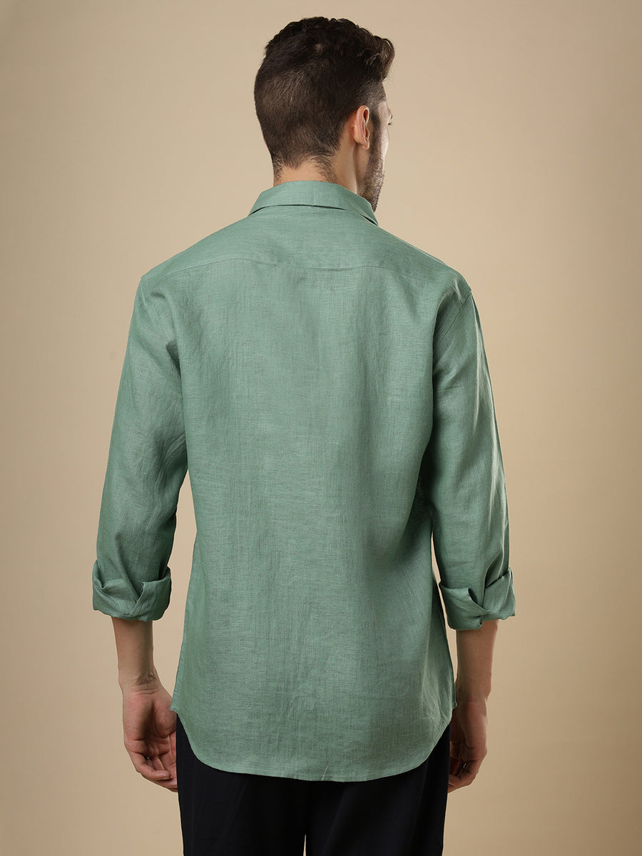 Rangmanch - Coral Green Linen Shirt