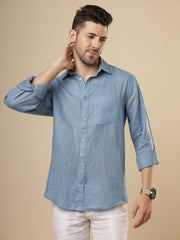 Rangmanch - Smoke Blue Linen Shirt