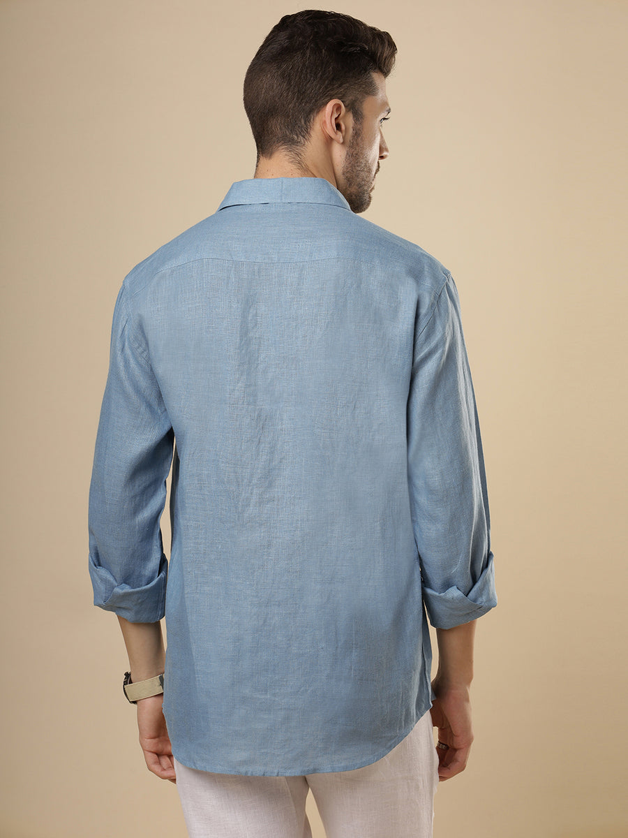 Rangmanch - Smoke Blue Linen Shirt