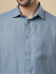 Rangmanch - Smoke Blue Linen Shirt