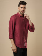 Rangmanch - Bright Maroon Linen Shirt