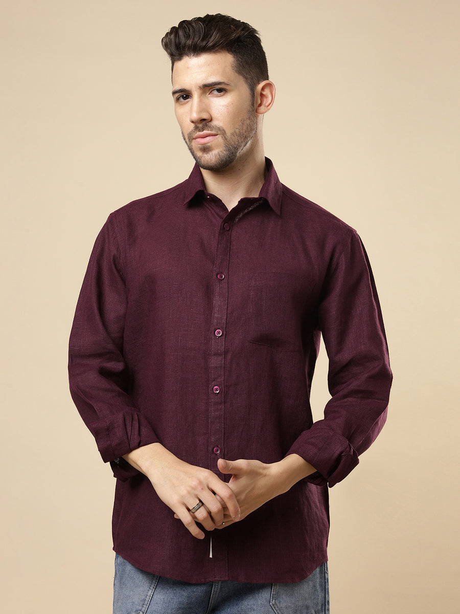 Rangmanch - Wine Linen Shirt