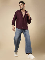 Rangmanch - Wine Linen Shirt