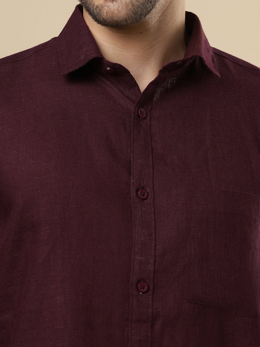 Rangmanch - Wine Linen Shirt