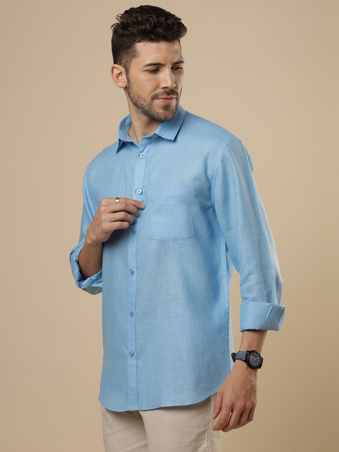 Rangmanch - Wind Blue Linen Shirt