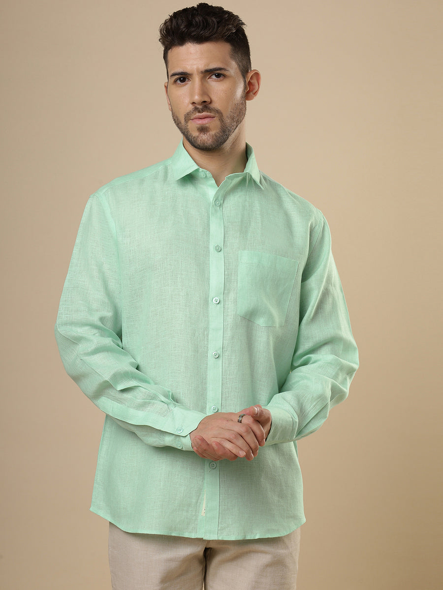 Rangmanch - Mint Green Linen Shirt