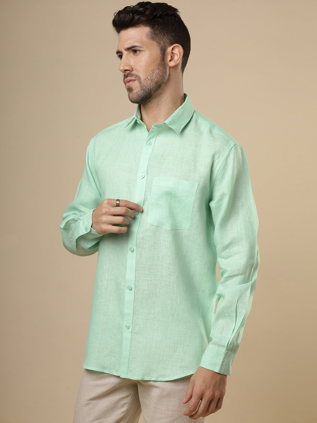 Rangmanch - Mint Green Linen Shirt