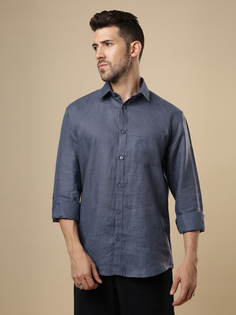 Rangmanch - Dusty Blue Linen Shirt