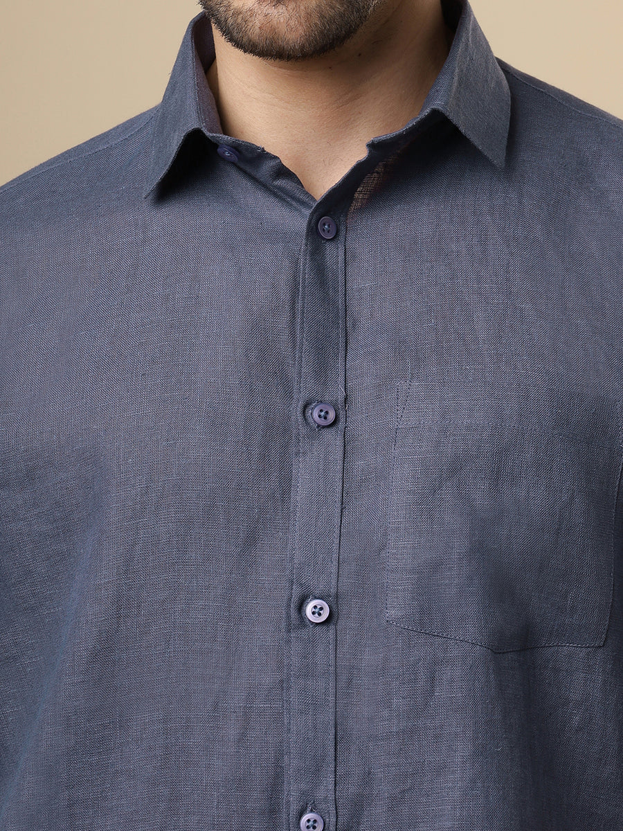 Rangmanch - Dusty Blue Linen Shirt