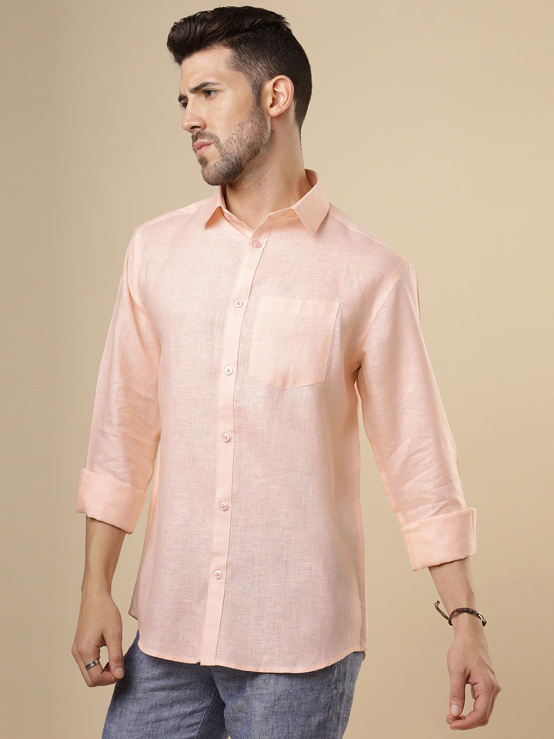 Rangmanch - Peach Linen Shirt