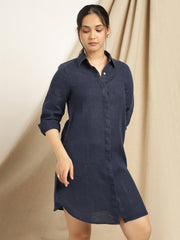 Kavya- Navy Blue Shirt Dress