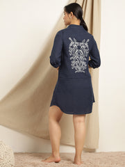 Kavya- Navy Blue Shirt Dress