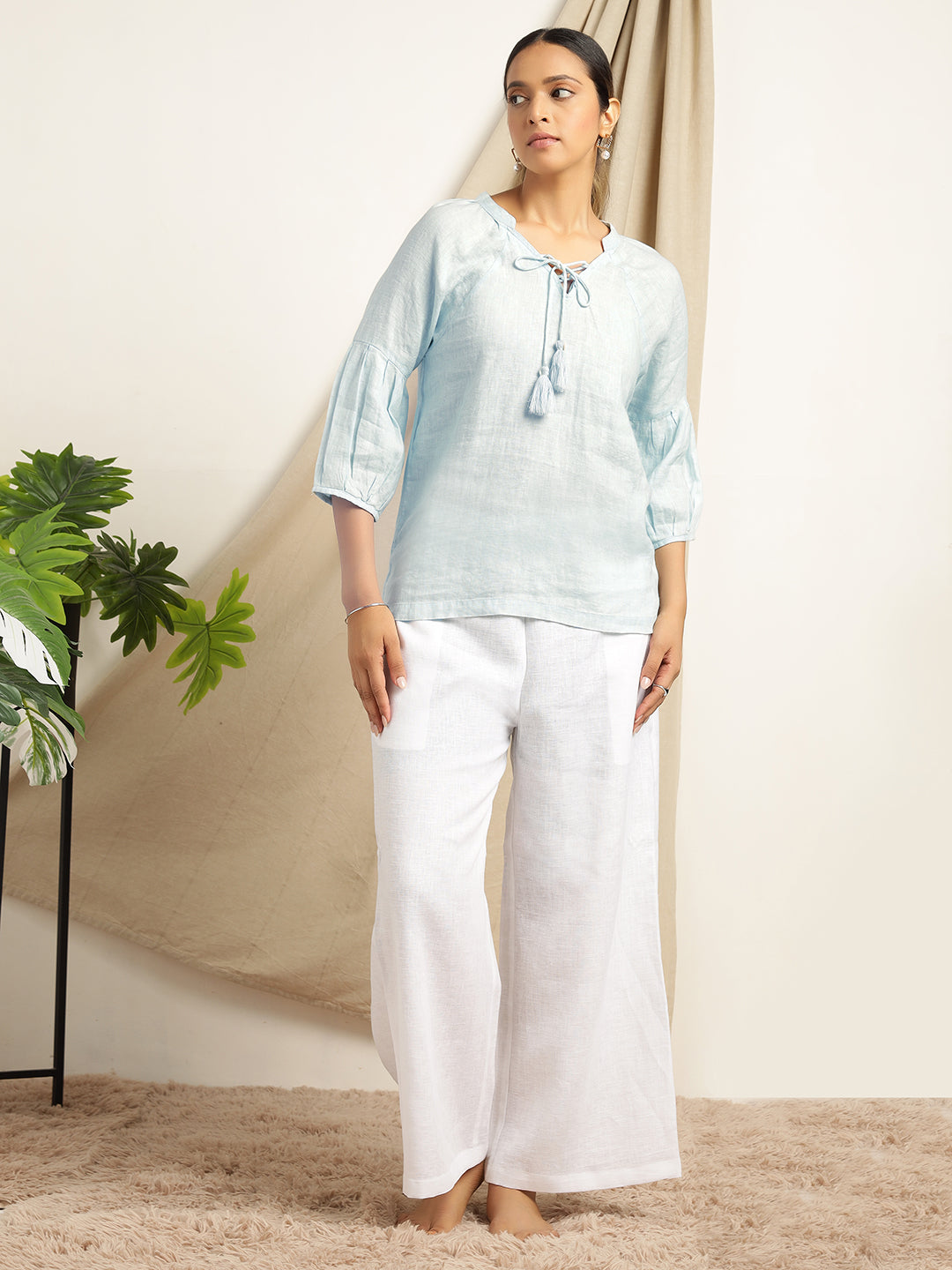 Hibiscus - Sky Blue Short Kurti