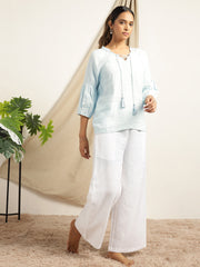 Hibiscus - Sky Blue Short Kurti