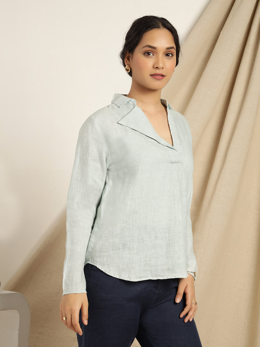 Carnation - Still Blue Pleated Top