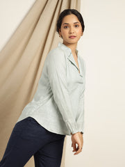 Carnation - Still Blue Pleated Top