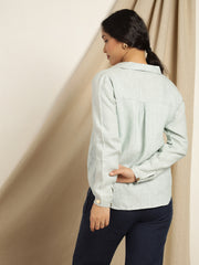 Carnation - Still Blue Pleated Top