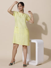 Sunehri - Pale Yellow Knee Length Dress