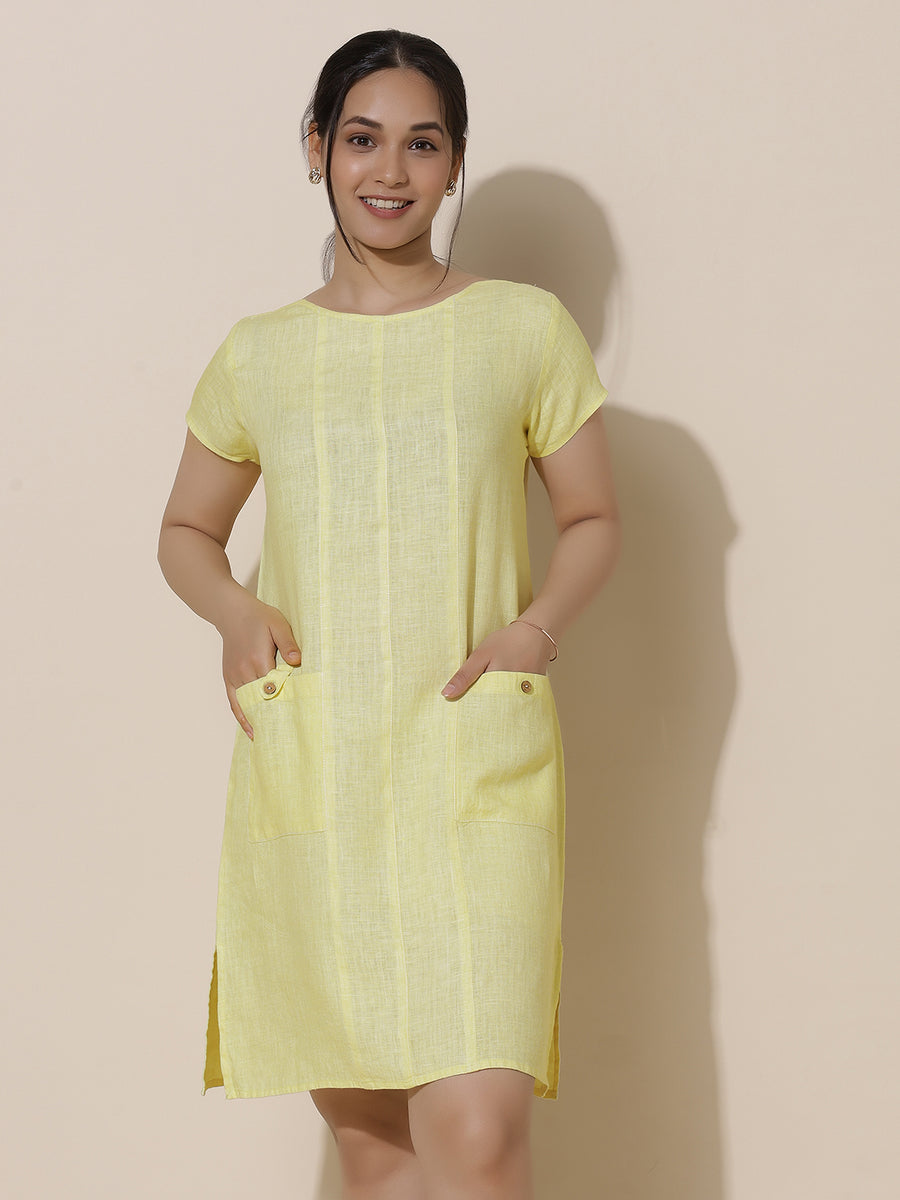 Sunehri - Pale Yellow Knee Length Dress