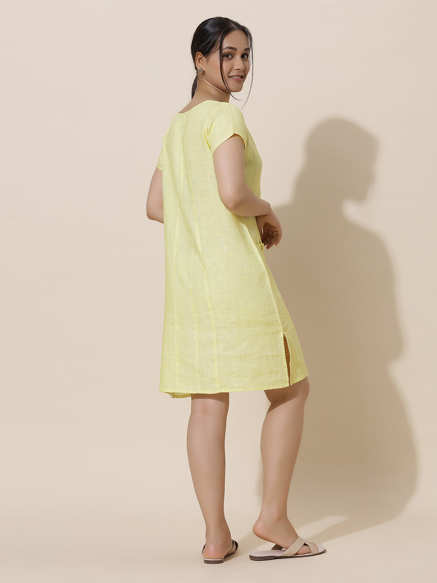 Sunehri - Pale Yellow Knee Length Dress