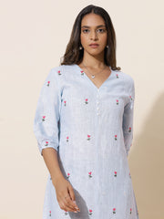 Kosha -Pale Blue Embroidered Tea Length Dress