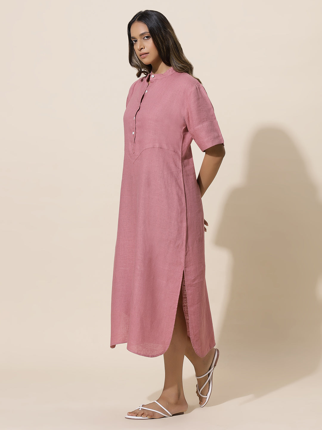 Noor - Charm Pink Tea Length Dress