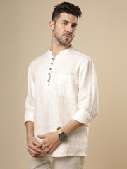 Gulmohar - Biscotti Golden  Printed Linen Short kurta