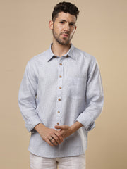 Gulmohar - Blissfull Blue Printed Linen Shirt