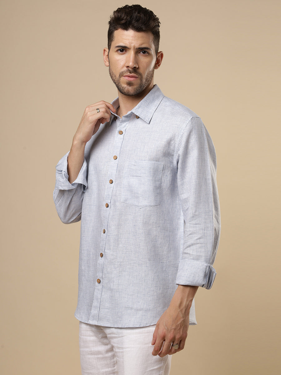 Gulmohar - Blissfull Blue Printed Linen Shirt