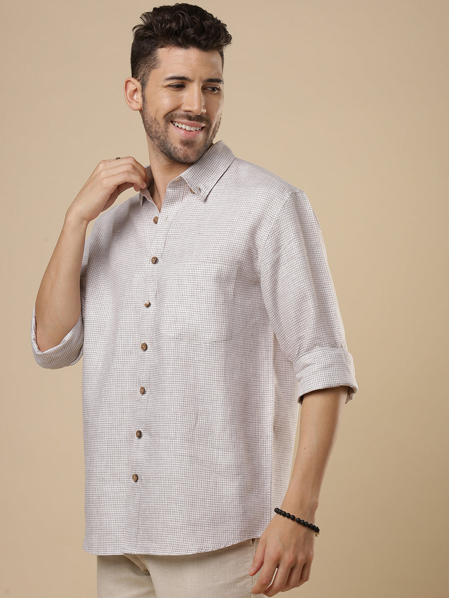 Gulmohar - Cocoa Brown Printed Linen Shirt