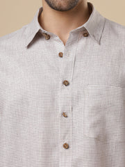 Gulmohar - Cocoa Brown Printed Linen Shirt