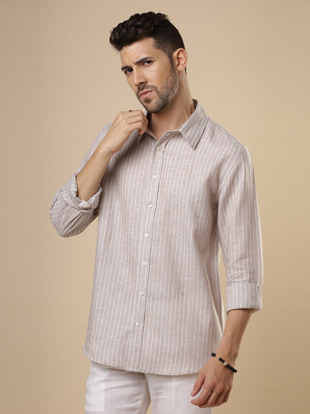 Gulmohar - Brown Printed Linen Shirt