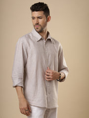 Gulmohar - Brown Printed Linen Shirt