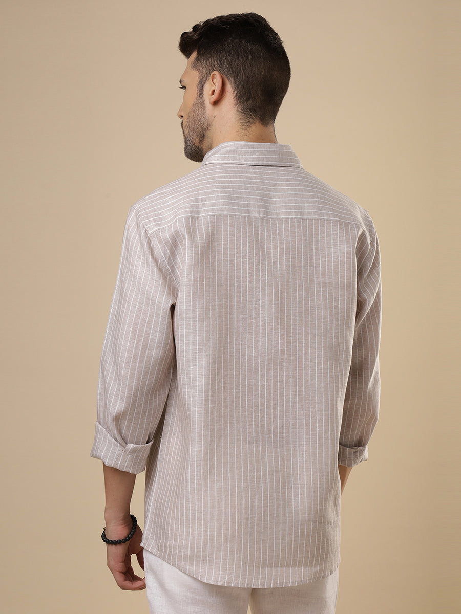 Gulmohar - Brown Printed Linen Shirt