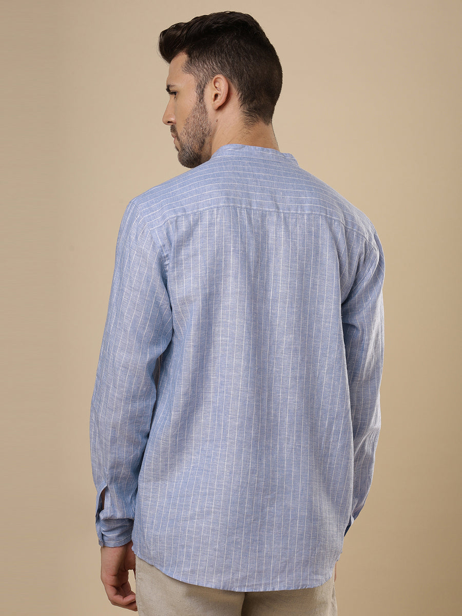 Gulmohar - Royal Blue Printed Linen Shirt