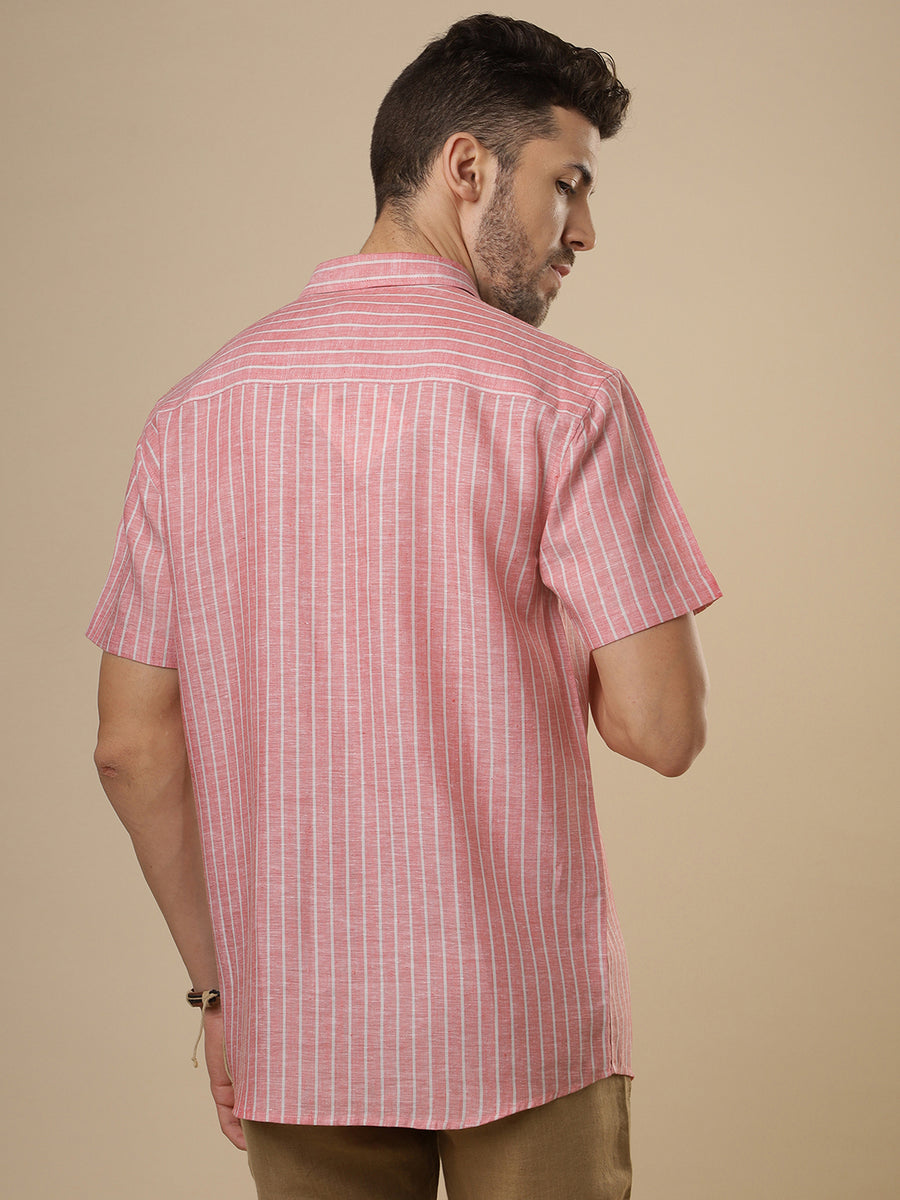 Sattva - Peach Pearl Printed Linen Shirt