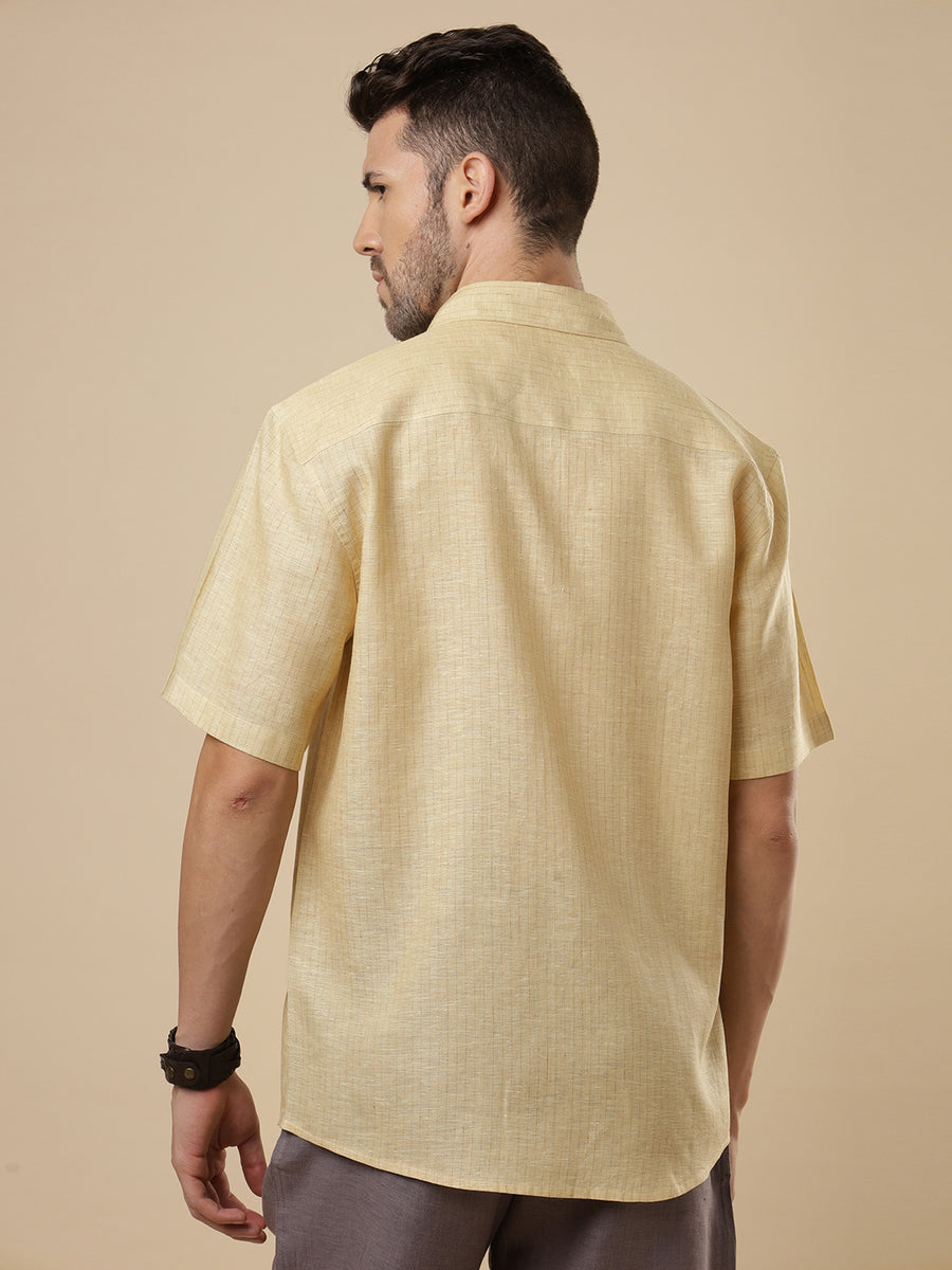 Sattva - Biscotti Yellow Printed Linen Shirt