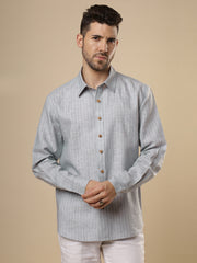 Gulmohar - Grey Printed Linen Shirt